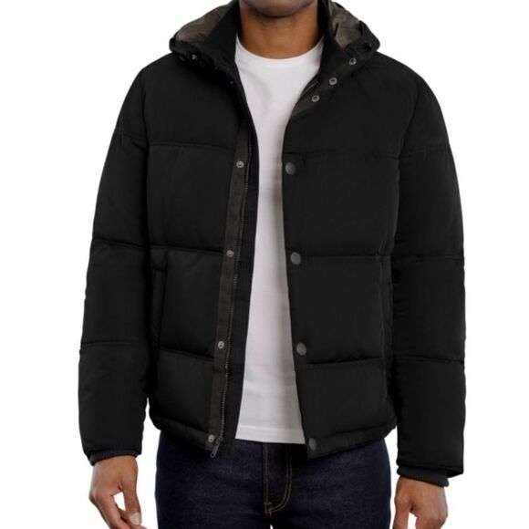 Men’s Lucky heavy hooded puffer coat (Black) - Picture 6 of 11